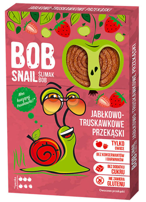 Przekąska owocowa jabłko truskawka Bez Cukru 60 g Bob Snail Ślimak 