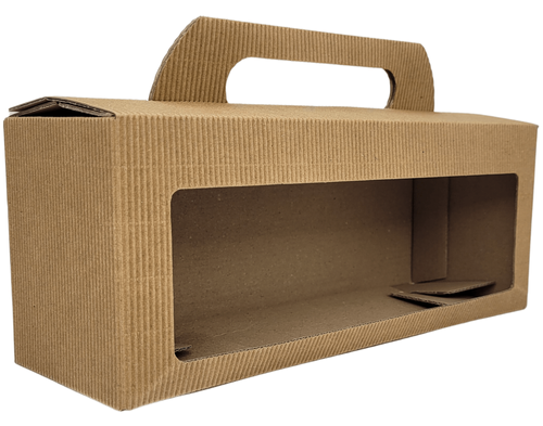 Pudełko karbowane z okienkiem na słoik 3x 0,35 L 265x87x97mm - karton karbowany opakowanie prezentowe