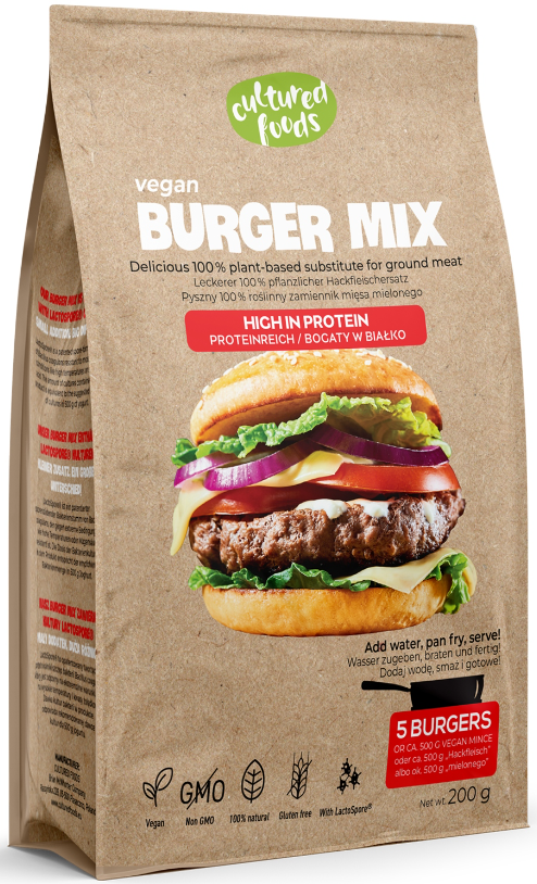 Roślinny zamiennik mięsa Vegan Burger Mix 200 g Cultured Foods