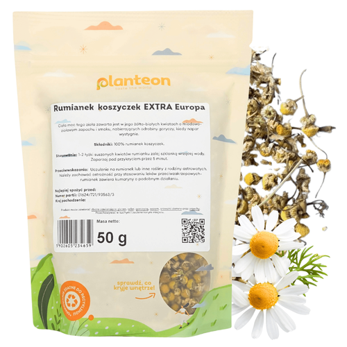 Rumianek koszyczek suszony 50 g Planteon - suszone kwiaty jadalne