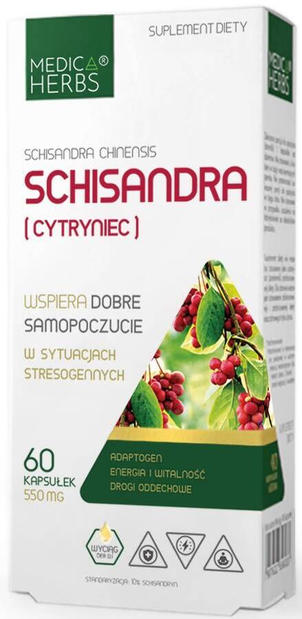 Schisandra Cytryniec 550 mg 60 kaps. Medica Herbs - suplement diety