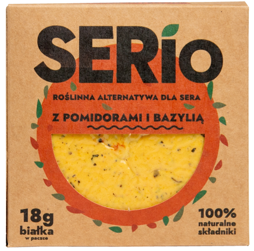 Ser roślinny SERio z pomidorem i bazylią 150 g - roślinna alternatywa dla sera VEGE 