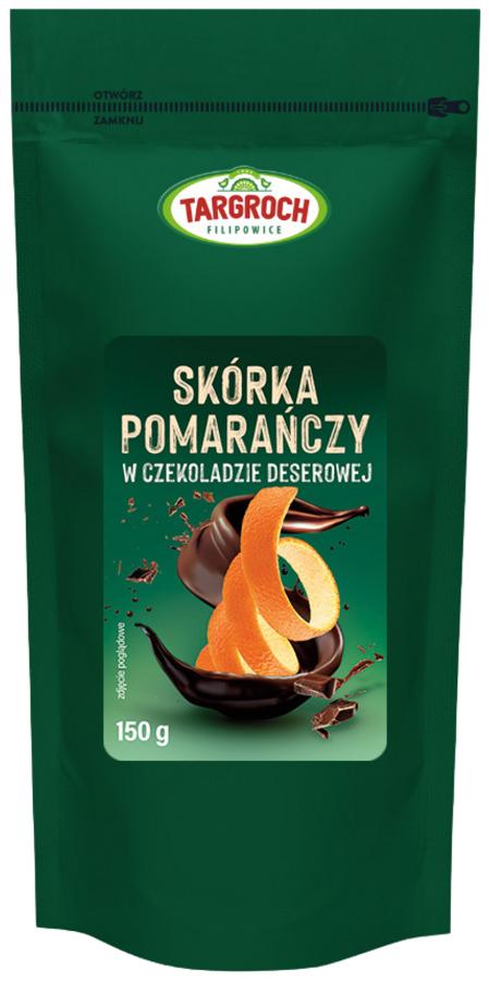 Skórka pomarańczy w czekoladzie deserowej 150 g Targroch - skórki pomarańczowe