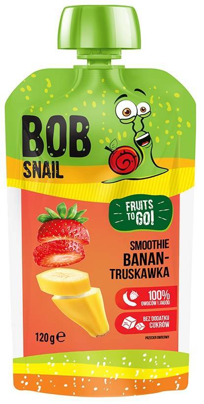 Smoothie owocowe banan truskawka Bez Cukru 120 g Bob Snail - przecier