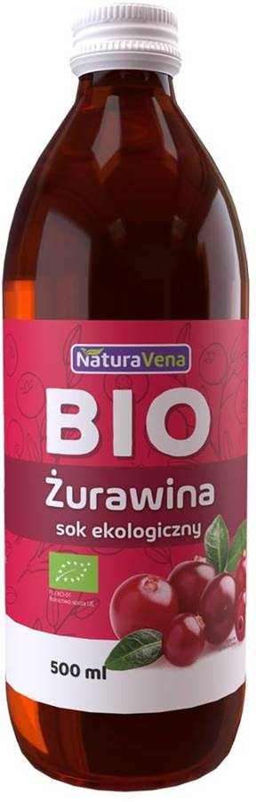 Sok z żurawiny 100% ekologiczny Bio 500 ml NaturaVena Żurawina