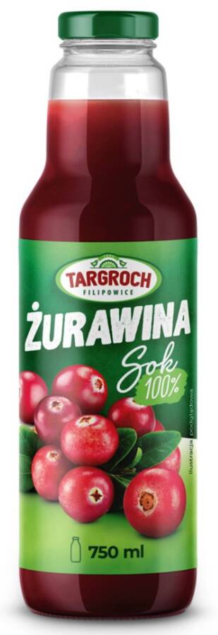 Sok z żurawiny 100% naturalny Bez Cukru 750 ml Targroch Żurawina