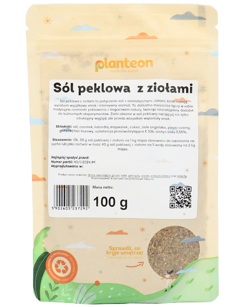 Sól peklowa z ziołami 100 g Planteon - aromatyczna peklosól do peklowania mięsa