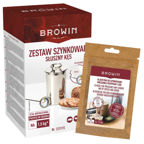 Szynkowar 1,5 kg + termometr worki 20 sztuk - zestaw Słuszny Kęs Browin