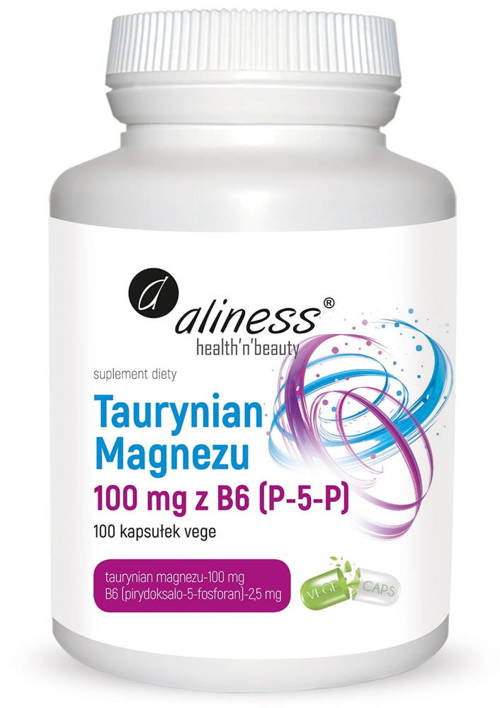 Taurynian Magnezu 100 mg z B6 (P-5-P) 100 kaps. Vege Aliness - suplement diety