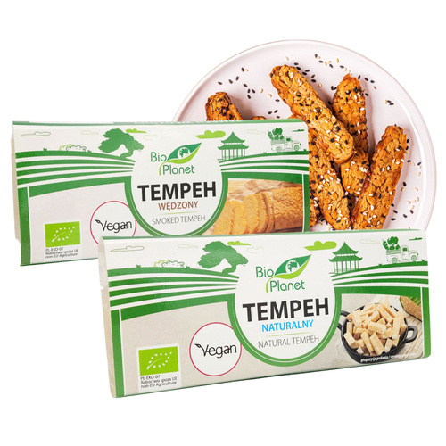 Tempeh naturalny 300 g + wędzony 275 g wegański Ekologiczny 300 g Bio Planet