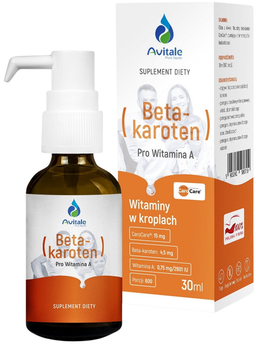 Witamina BetaKaroten Prowitamina A krople doustne 30 ml Avitale - suplement diety