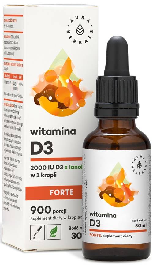 Witamina D3 2000 IU Forte - Suplement Diety krople 30 ml Aura Herbals