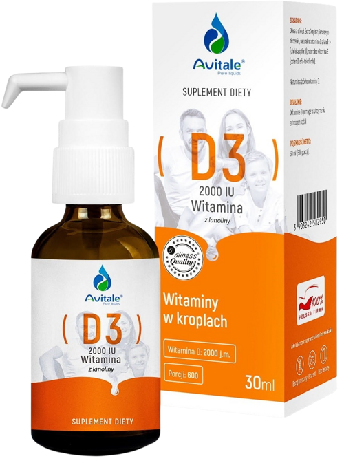 Witamina D3 2000 IU krople doustne 30 ml Avitale - suplement diety