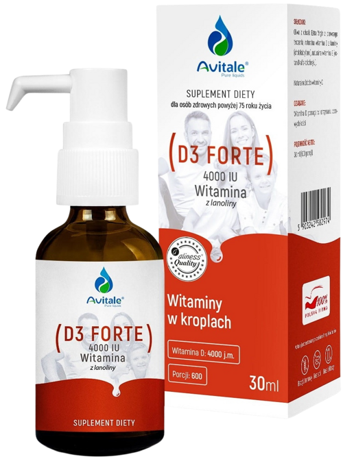 Witamina D3 4000 IU krople doustne 30 ml Avitale - suplement diety