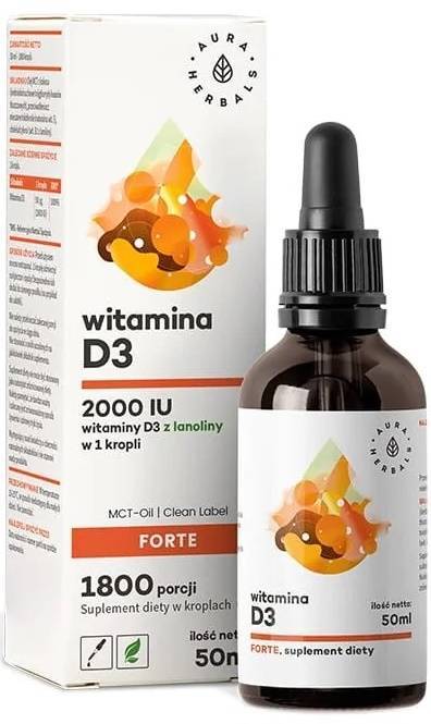 Witamina D3 Forte 2000IU krople 50 ml Aura Herbals - suplement diety