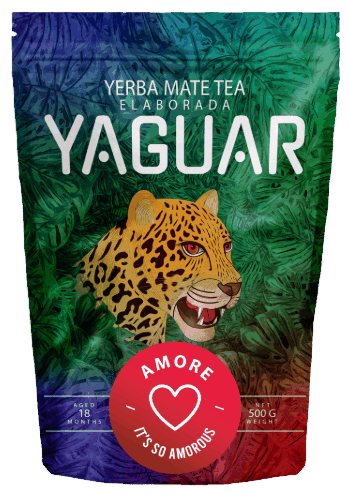 Yerba Mate Yaguar Amore 500 g - ziołowo-owocowa truskawki catuaba ginkgo biloba róża
