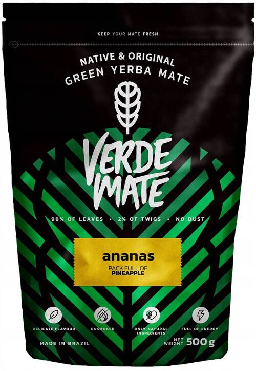 Yerba Verde Mate Green Ananas 500 g - jabłko trawa nagietek głóg olejek