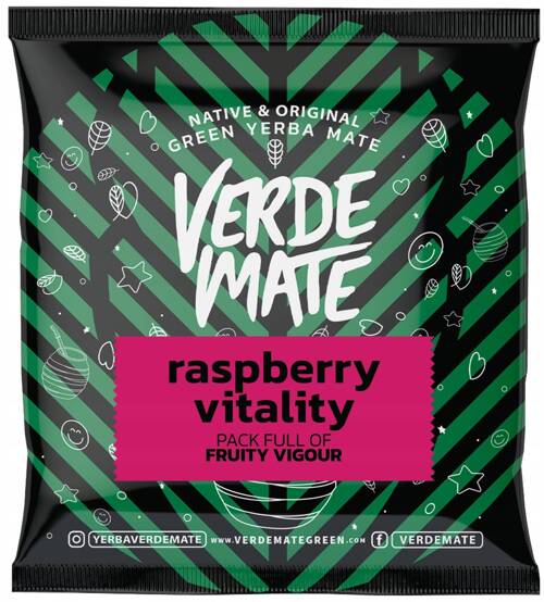 Yerba Verde Mate Green Raspberry Vitality 50 g - Malinowa ashwagandha guarana maliny goji