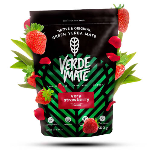 Yerba Verde Mate Green Very Strawberry 500 g - Truskawkowa truskawka trawa cytrynowa róża