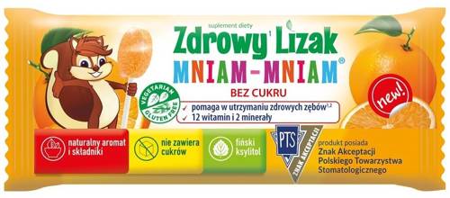 Zdrowy lizak Mniam Bez Cukru - Pomarańcza - Suplement Diety 1szt - Starpharma