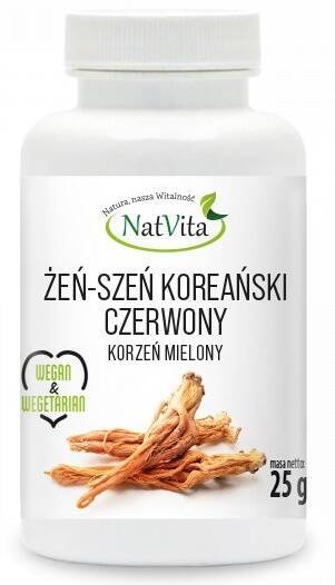 Żeń-Szeń koreański czerwony korzeń mielony 25 g proszek - NatVita