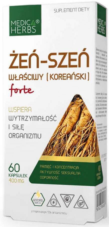 Żeń-szeń właściwy koreański Forte 400 mg 60 kaps. Medica Herbs - suplement diety