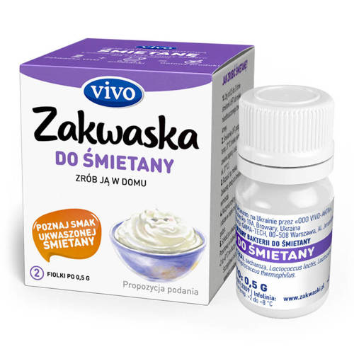 Żywe kultury bakterii do śmietany 1 g (2 fiolki) Zakwaska - Vivo  (WAŻN. 15.01.2025)