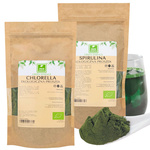 Chlorella BIO + Spirulina BIO w proszku Zestaw 2x 250 g Superfood