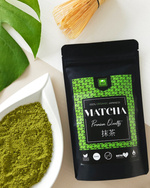 Matcha japońska Premium Quality BIO 100 g + Napój roślinny Macadamia Barista 1 L + spieniacz